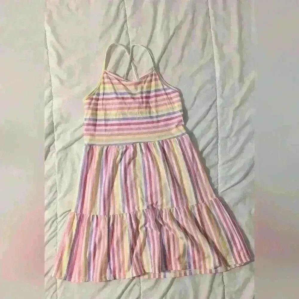 The Children's Place Girls Rainbow Striped Tiered Dress Size  XL 14